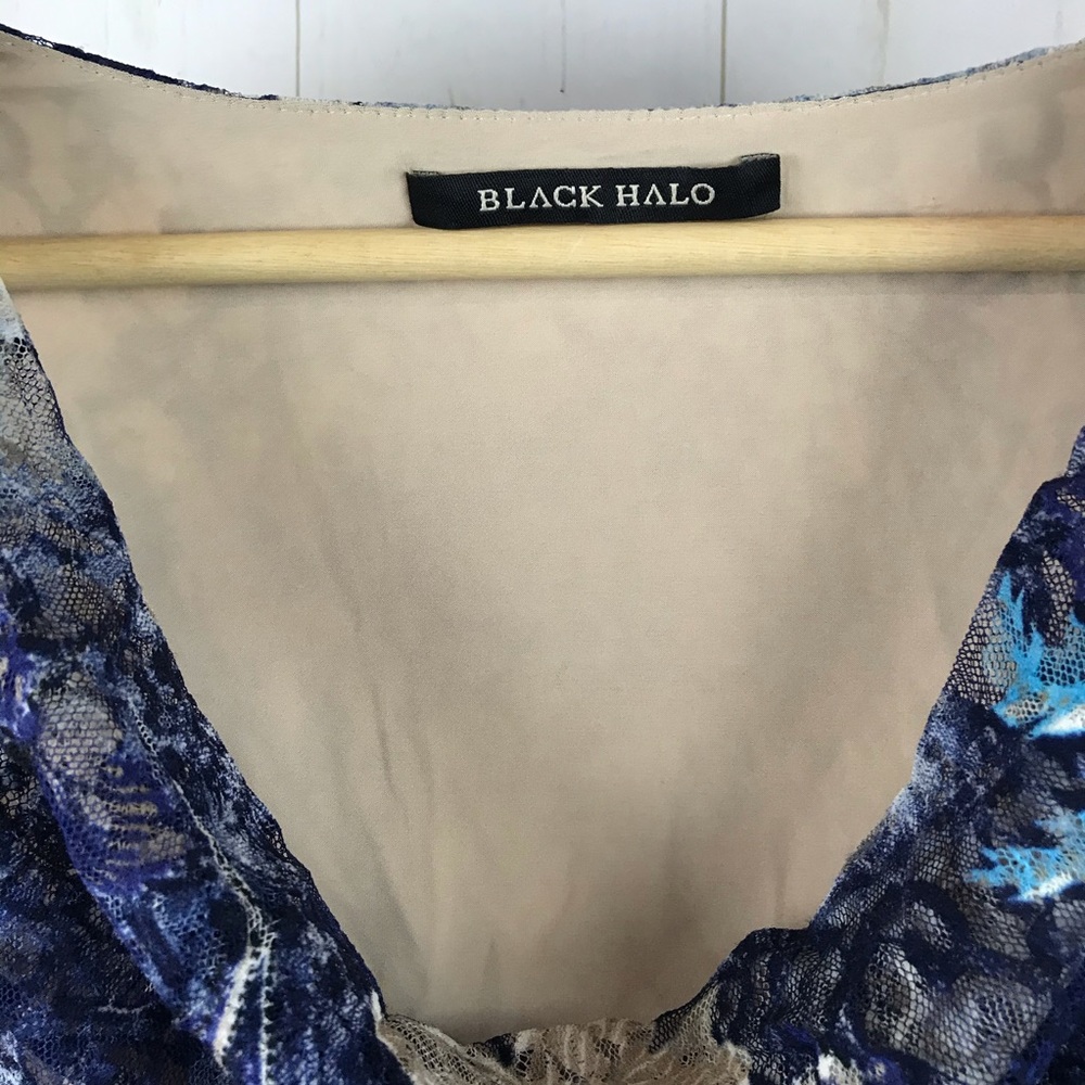 Black Halo Blue Sheer Top Size M? - Picture 7 of 7